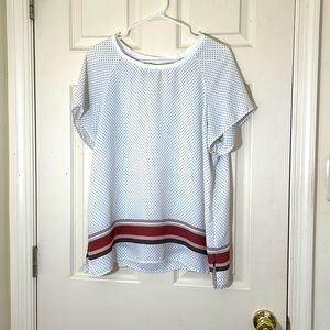Loft Women’s Tops Size Large Relaxed Fit White Polka Dots Tops ExcellentConditio